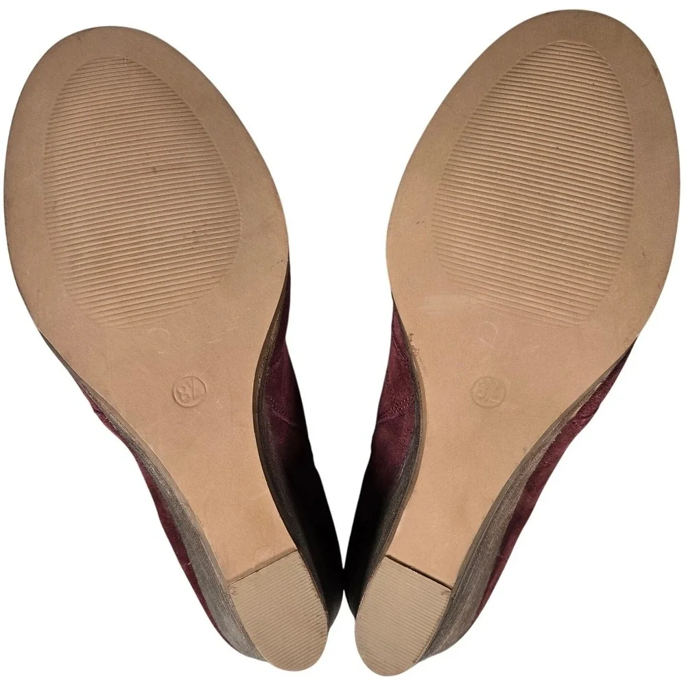 Diba Blake Suede Bootie Burgundy Lace Up Wedge Ankle Boots Women Size 8.5‎